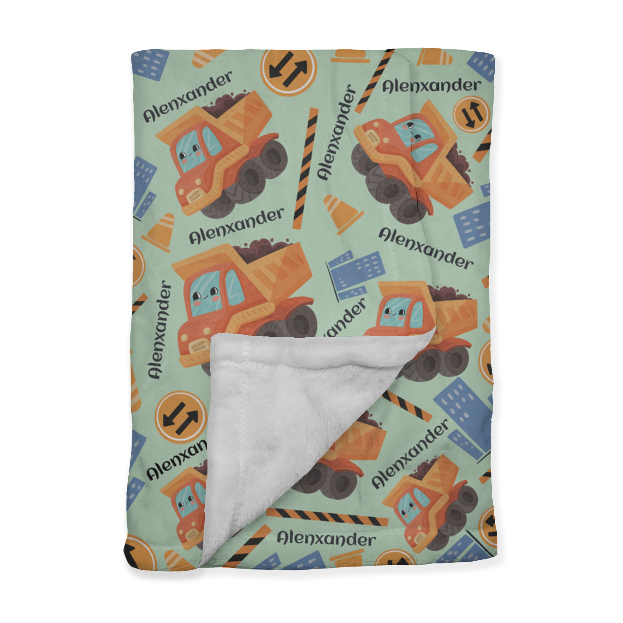 PERSONALIZED CUTE DUMP TRUCK MINKY BLANKET