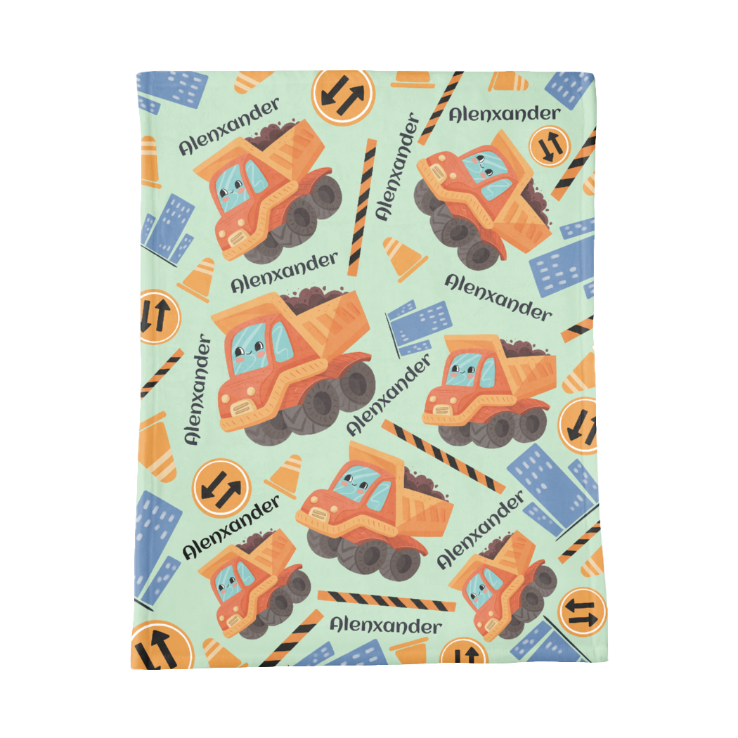 PERSONALIZED CUTE DUMP TRUCK MINKY BLANKET