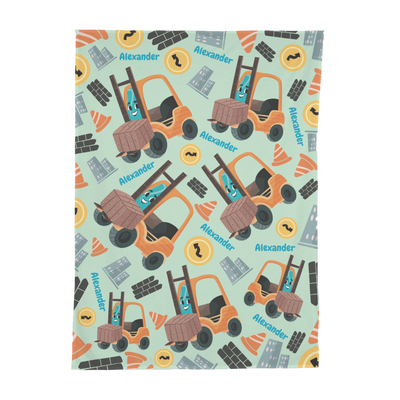 PERSONALIZED CUTE FORKLIFT SWADDLE BLANKET