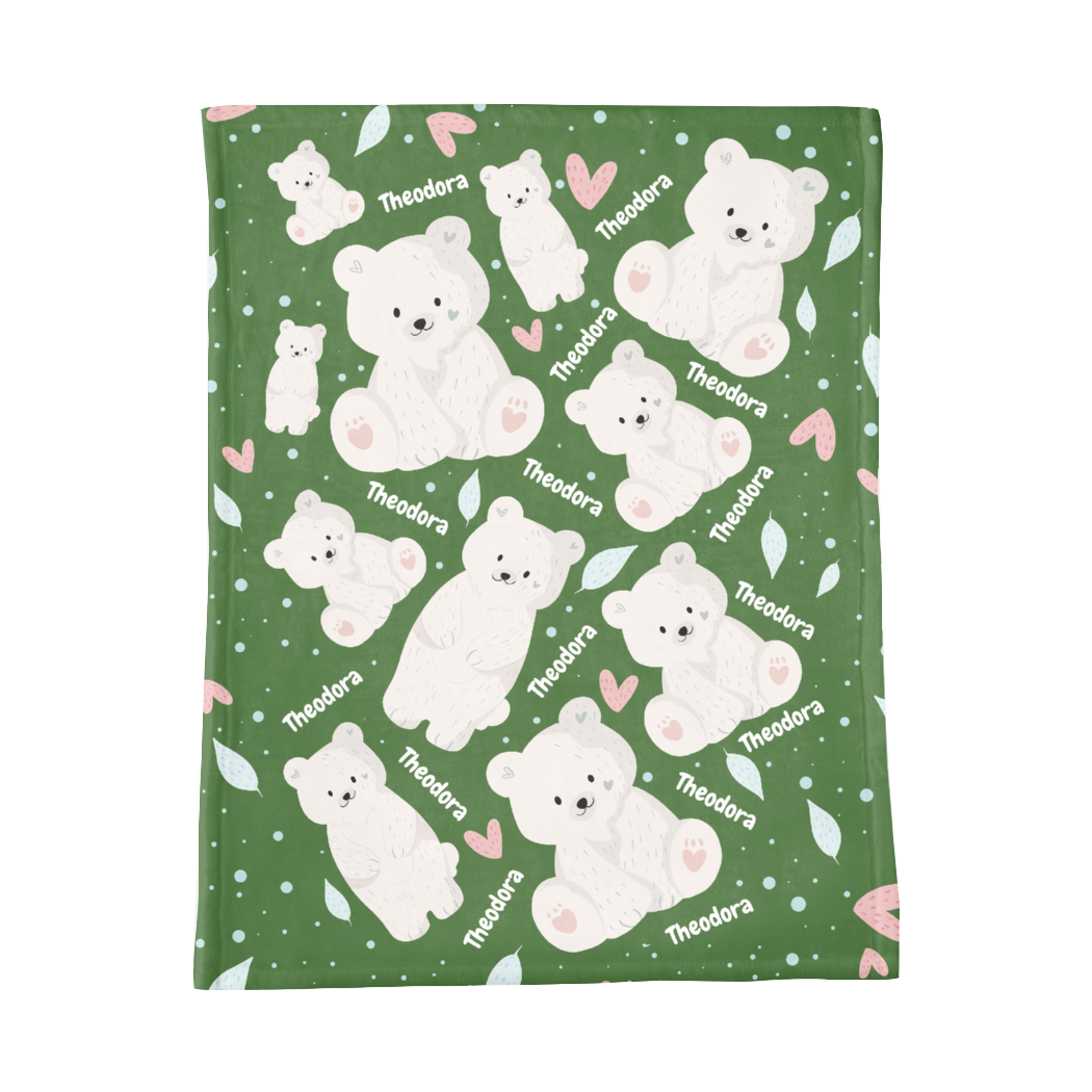 PERSONALIZED CUTE POLAR BEAR MINKY BLANKET