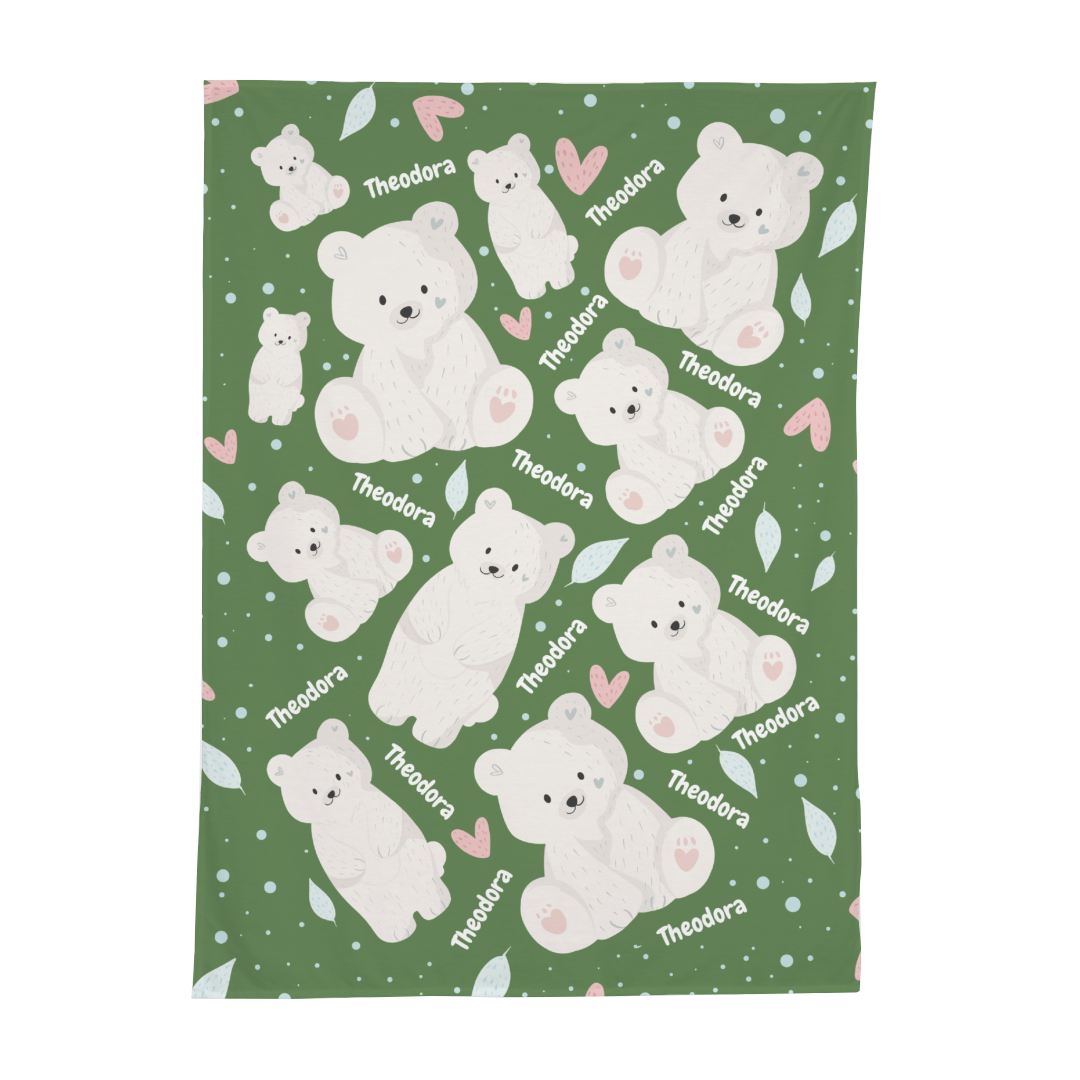 PERSONALIZED CUTE POLAR BEAR SWADDLE BLANKET