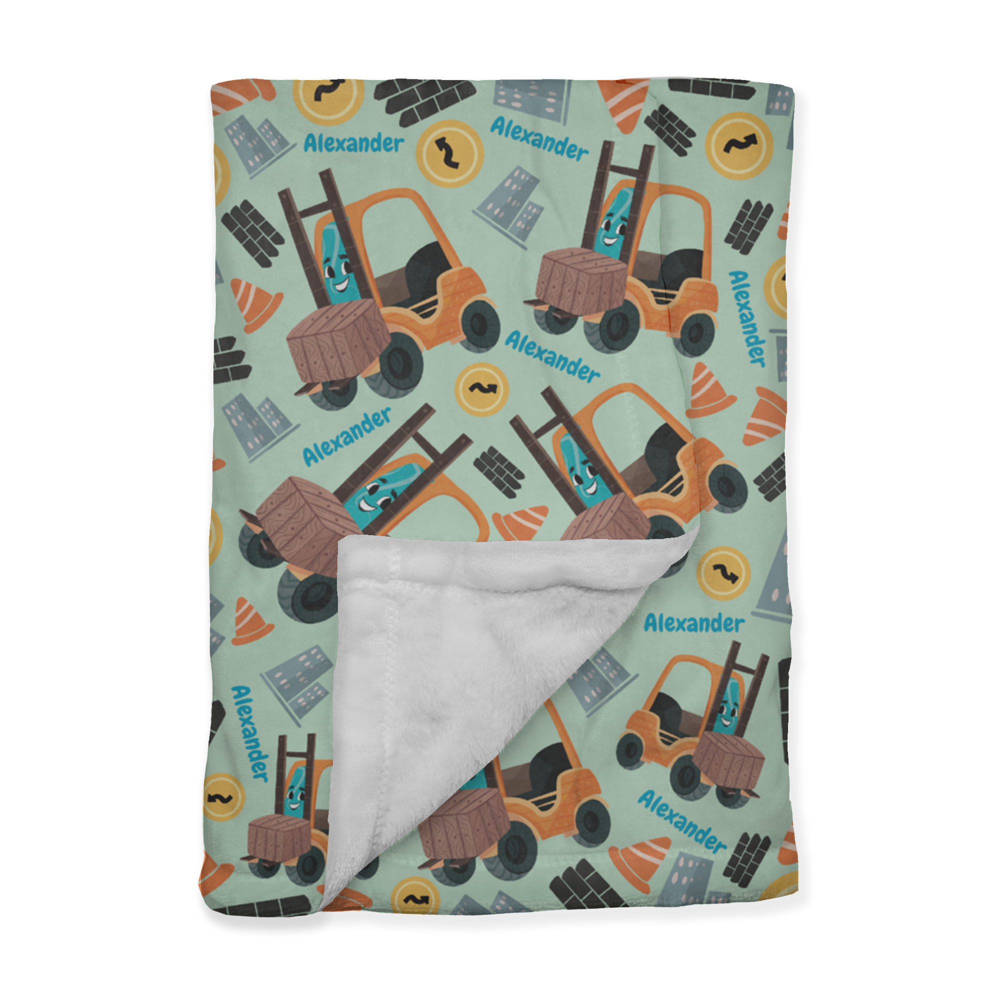 PERSONALIZED CUTE FORKLIFT MINKY BLANKET