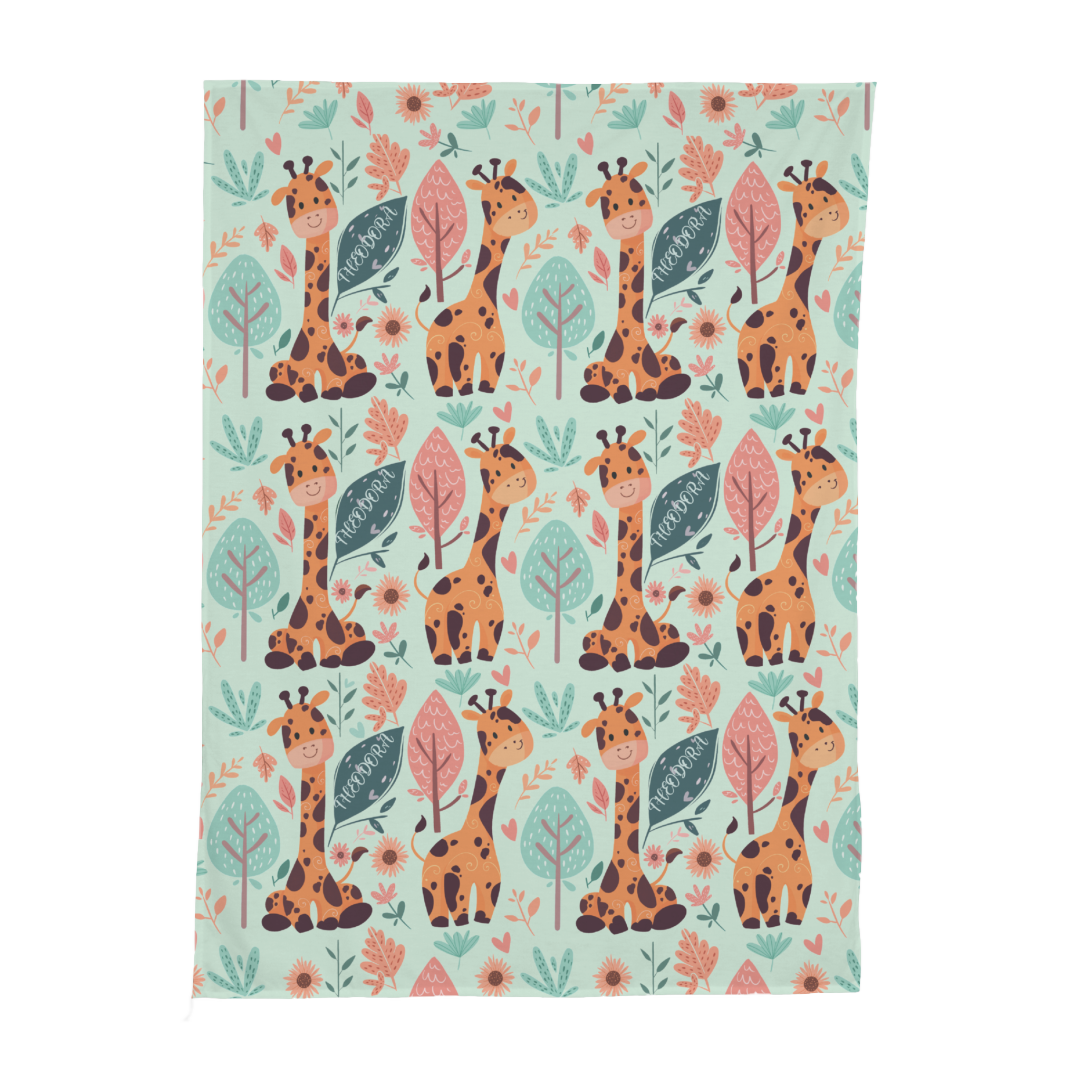 PERSONALIZED CUTE GIRAFFE SWADDLE BLANKET