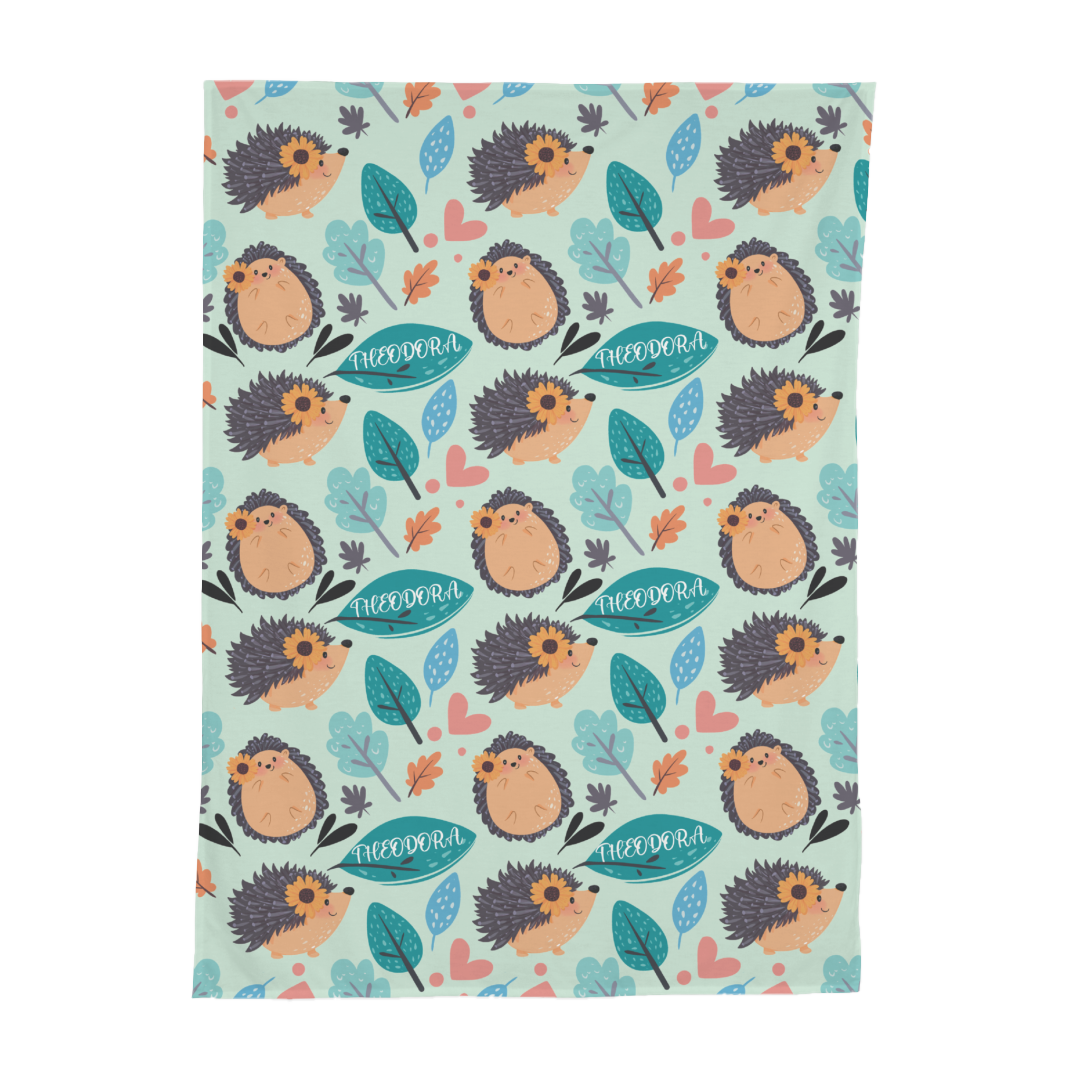 PERSONALIZED CUTE PORCUPINE SWADDLE BLANKET