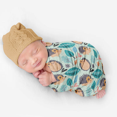 PERSONALIZED CUTE PORCUPINE SWADDLE BLANKET