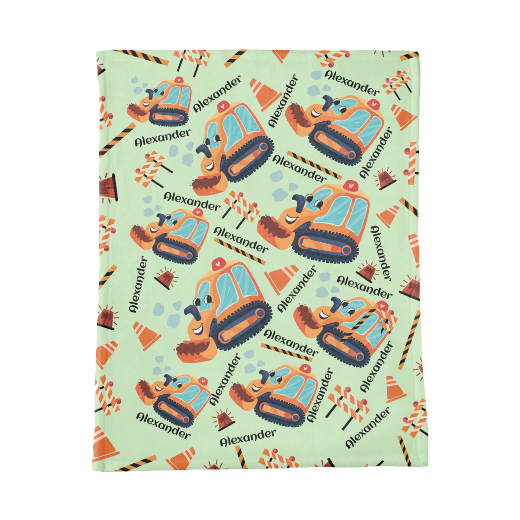PERSONALIZED CUTE BULLDOZER MINKY BLANKET