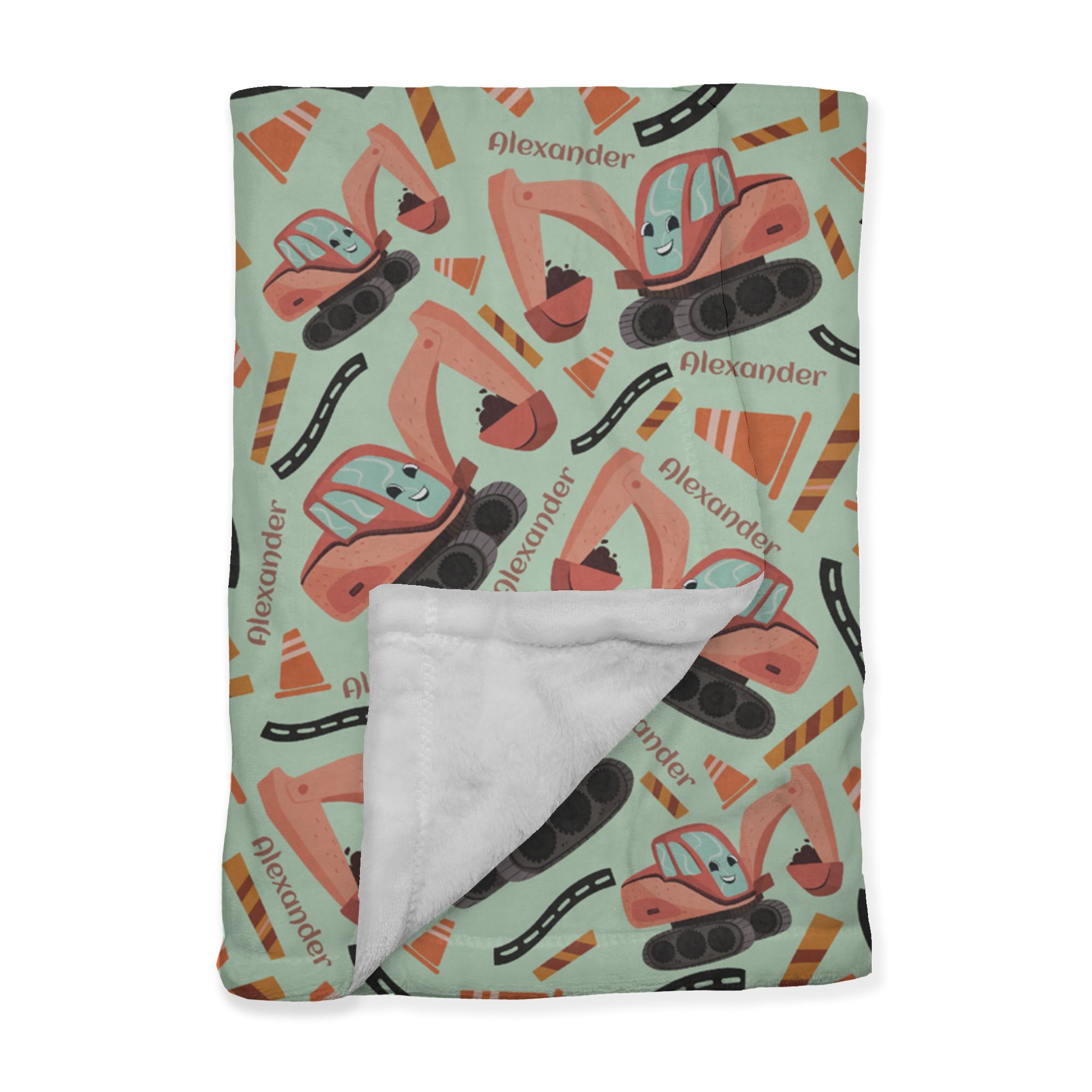 PERSONALIZED CUTE EXCAVATOR MINKY BLANKET