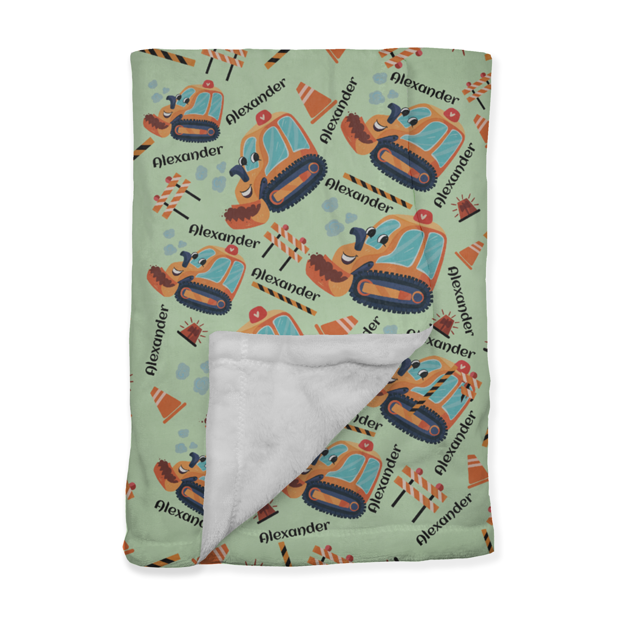 PERSONALIZED CUTE BULLDOZER MINKY BLANKET