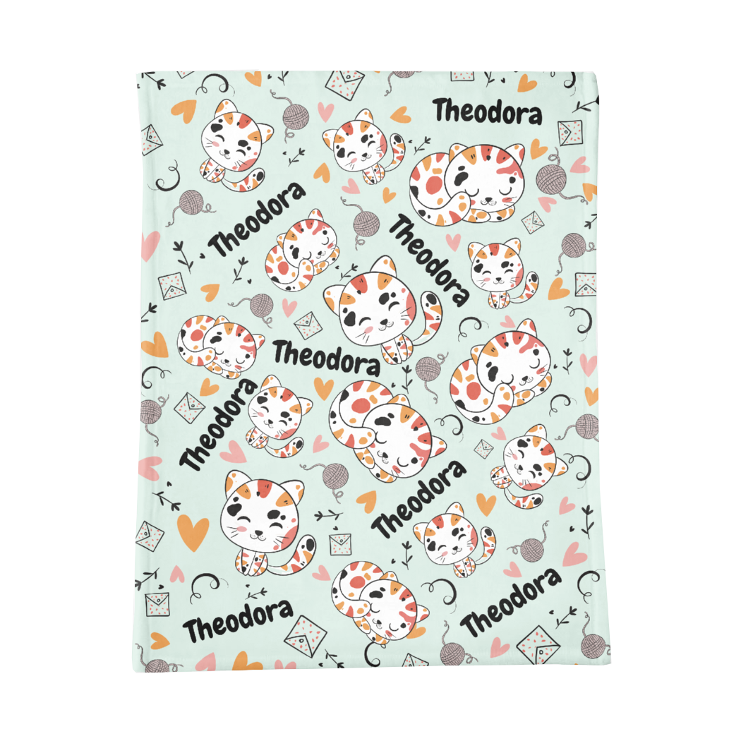 PERSONALIZED CUTE KITTEN MINKY BLANKET
