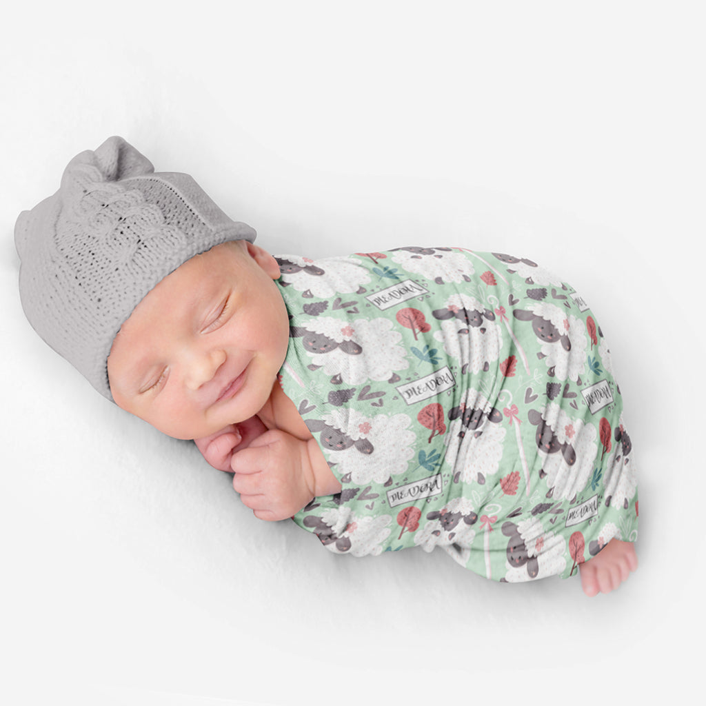 PERSONALIZED CUTE SHEEP SWADDLE BLANKET
