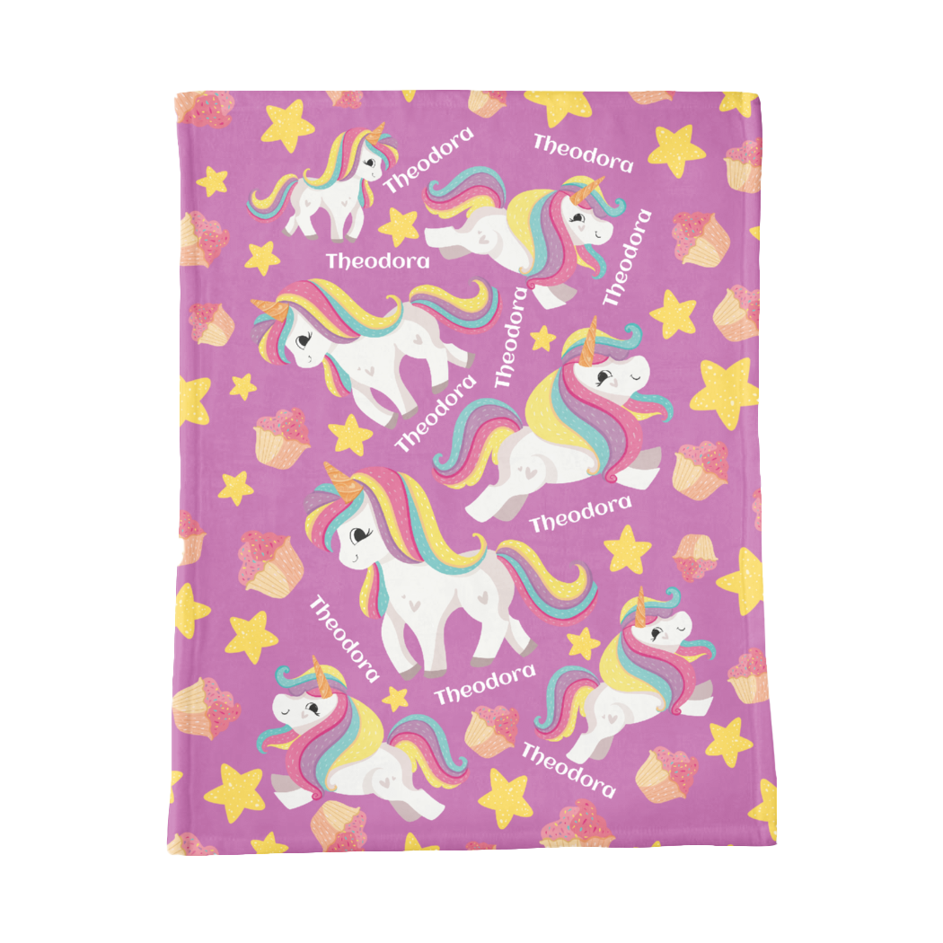 PERSONALIZED CUTE UNICORN MINKY BLANKET
