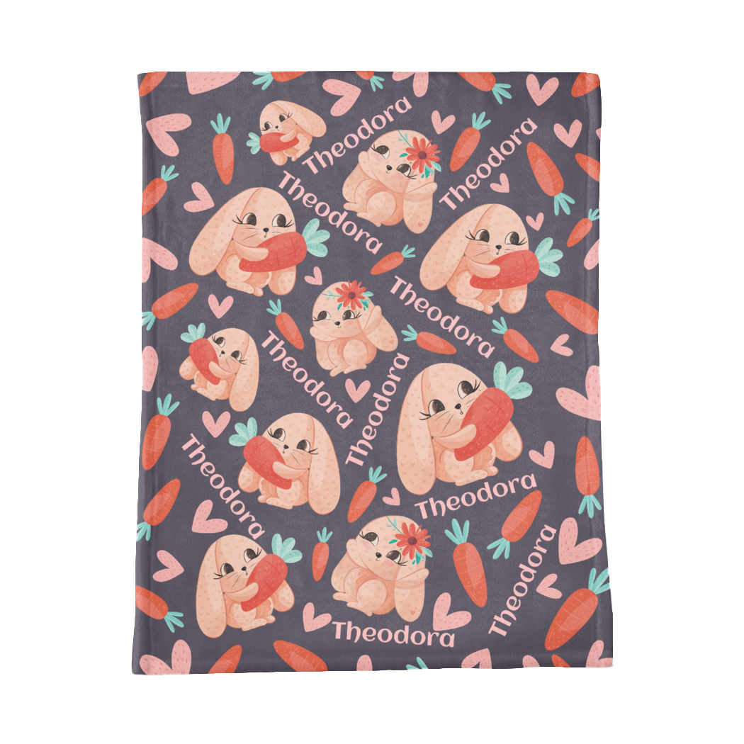 PERSONALIZED CUTE BUNNY MINKY BLANKET