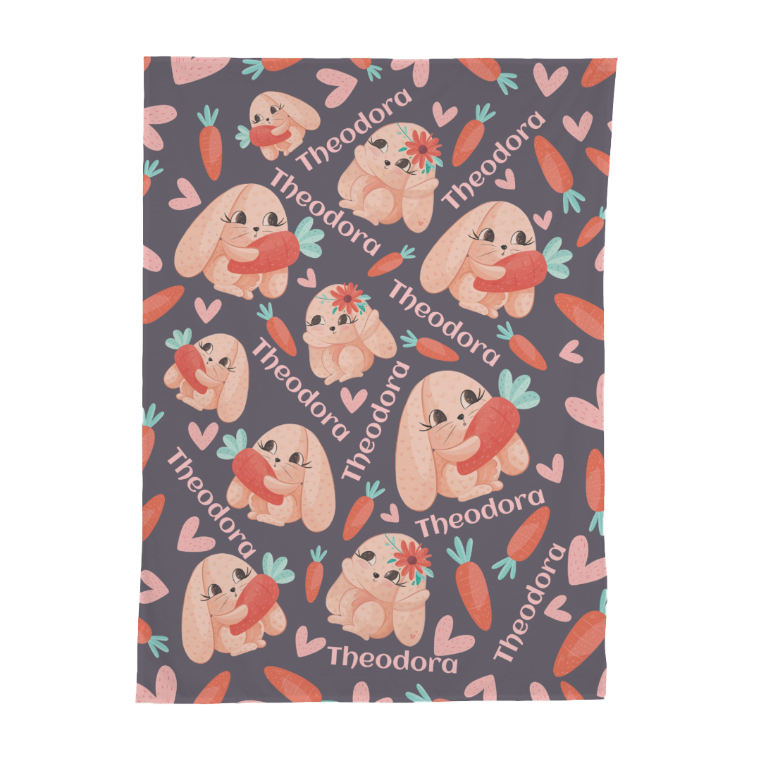PERSONALIZED CUTE BUNNY SWADDLE BLANKET