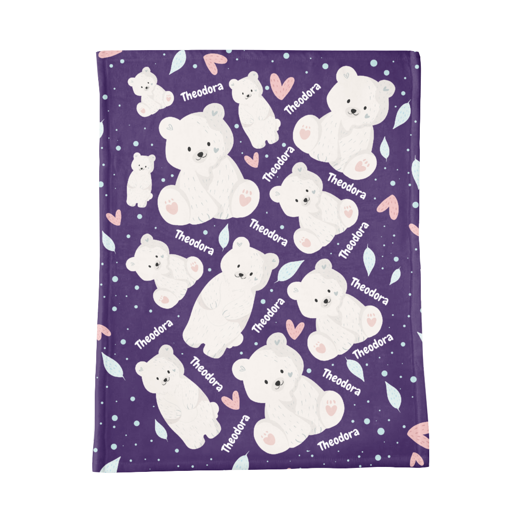 PERSONALIZED CUTE POLAR BEAR MINKY BLANKET