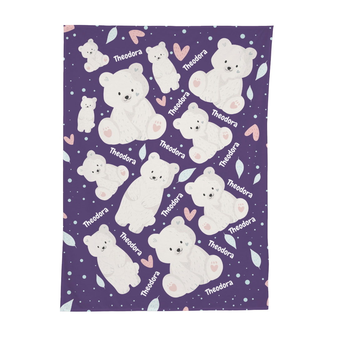 PERSONALIZED CUTE POLAR BEAR SWADDLE BLANKET