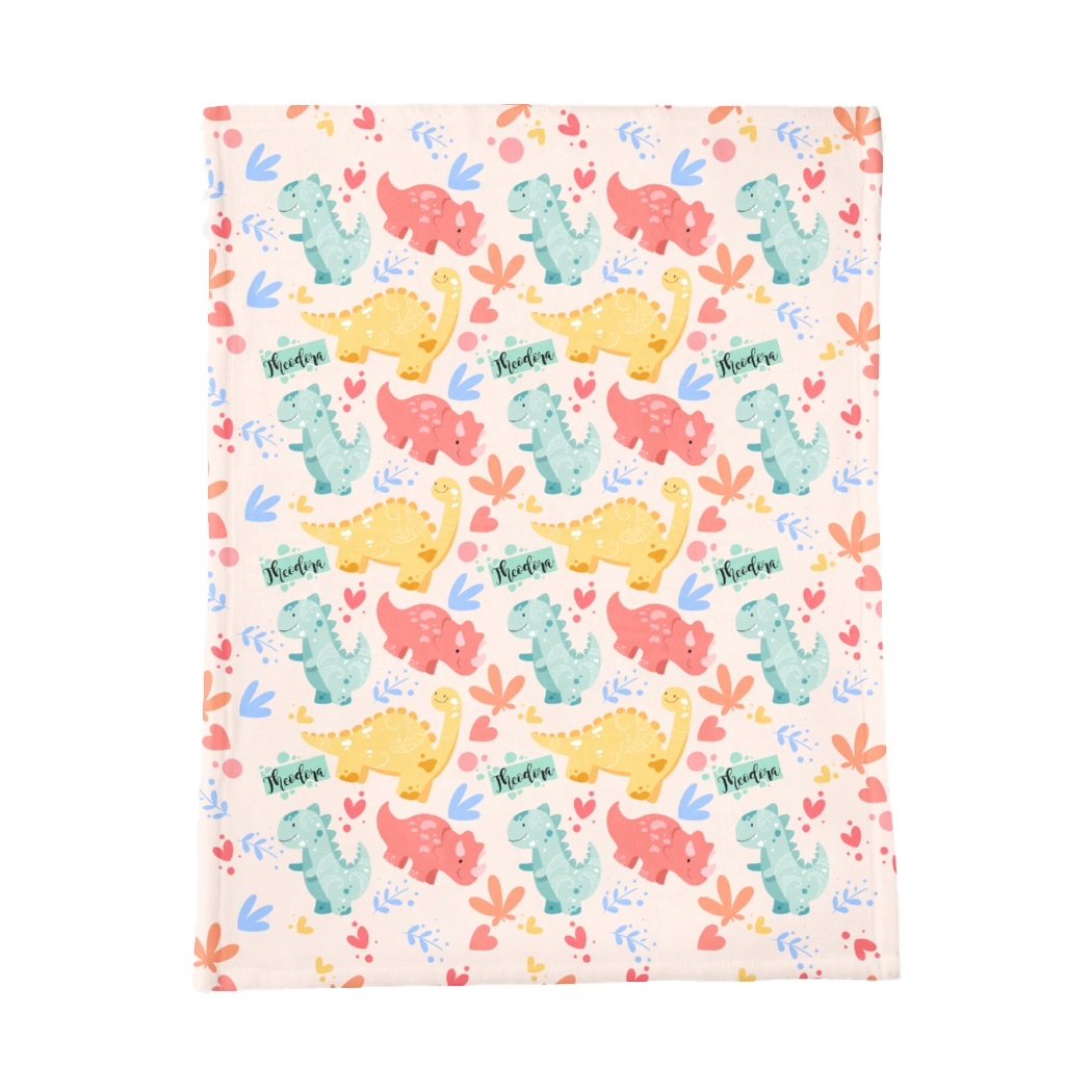 PERSONALIZED CUTE DINOSAUR MINKY BLANKET