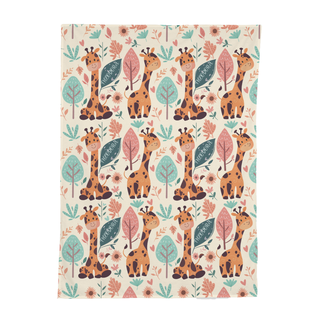PERSONALIZED CUTE GIRAFFE SWADDLE BLANKET
