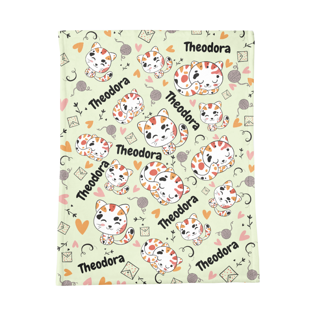 PERSONALIZED CUTE KITTEN MINKY BLANKET