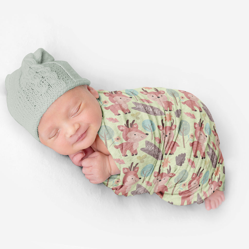 PERSONALIZED CUTE DEER SWADDLE BLANKET