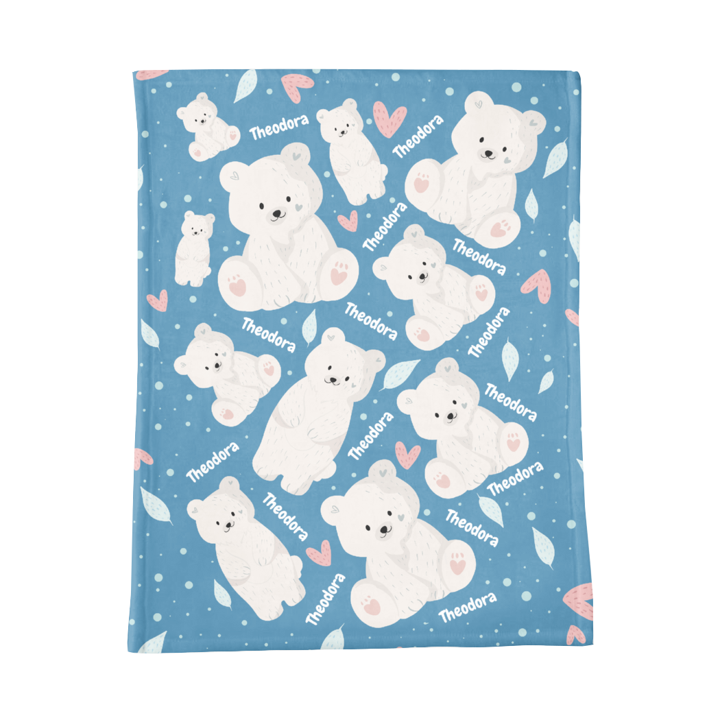 PERSONALIZED CUTE POLAR BEAR MINKY BLANKET