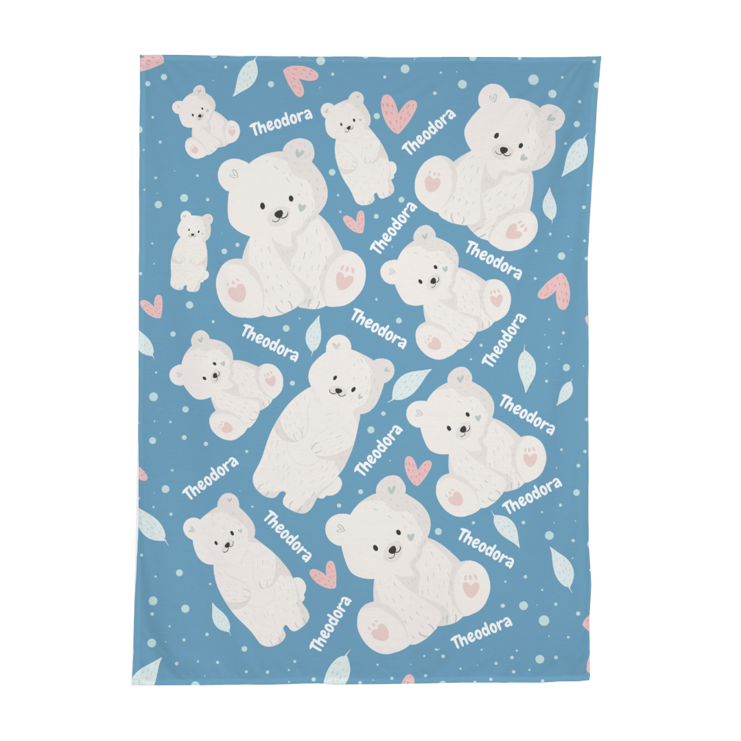 PERSONALIZED CUTE POLAR BEAR SWADDLE BLANKET