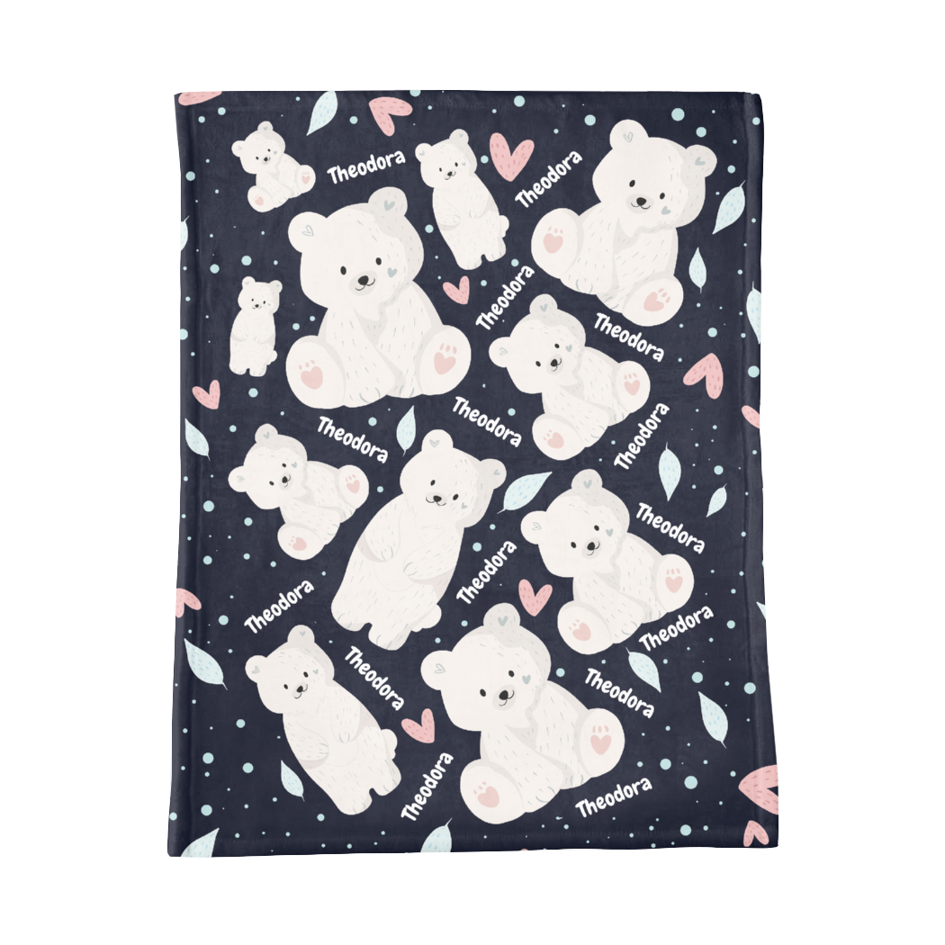 PERSONALIZED CUTE POLAR BEAR MINKY BLANKET