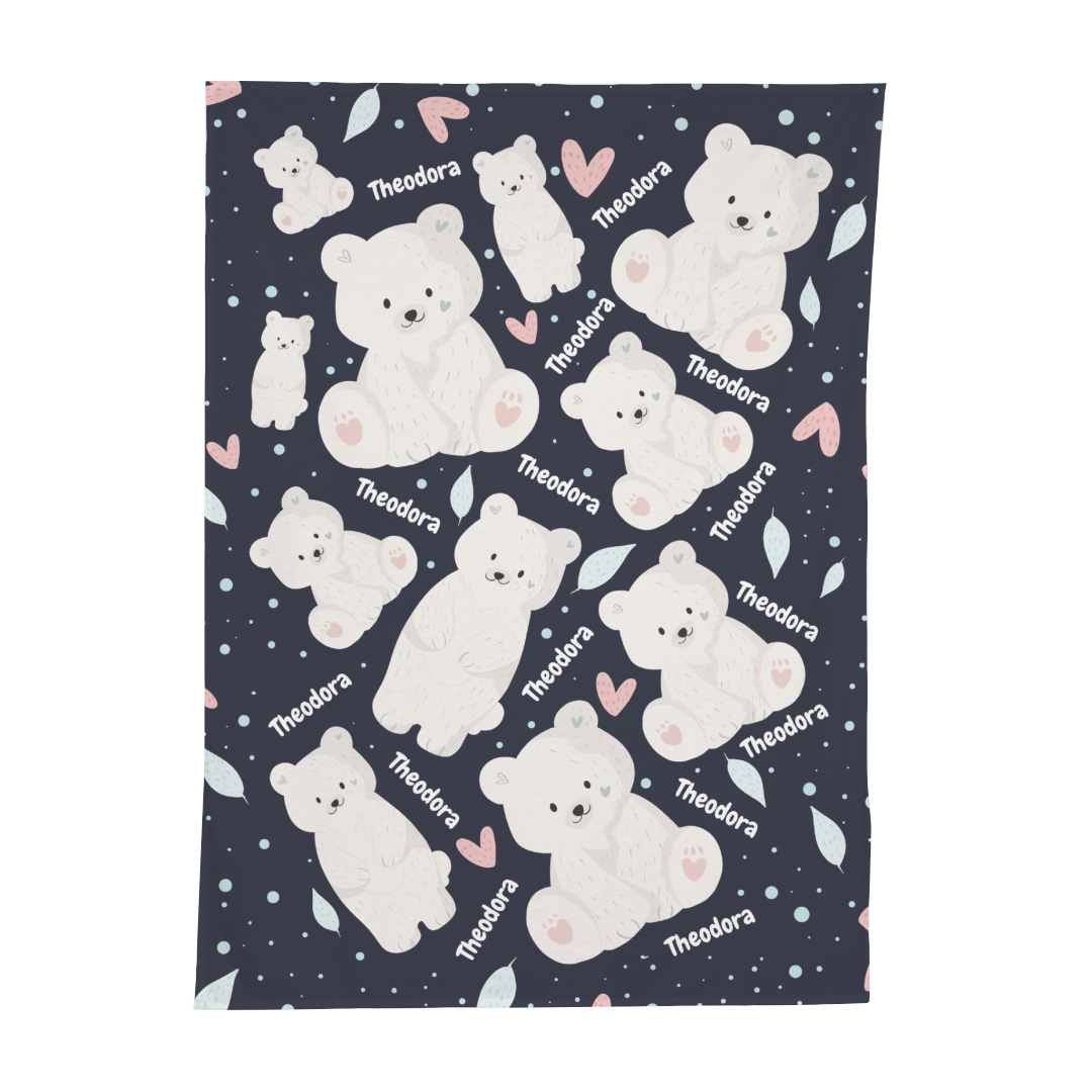 PERSONALIZED CUTE POLAR BEAR SWADDLE BLANKET