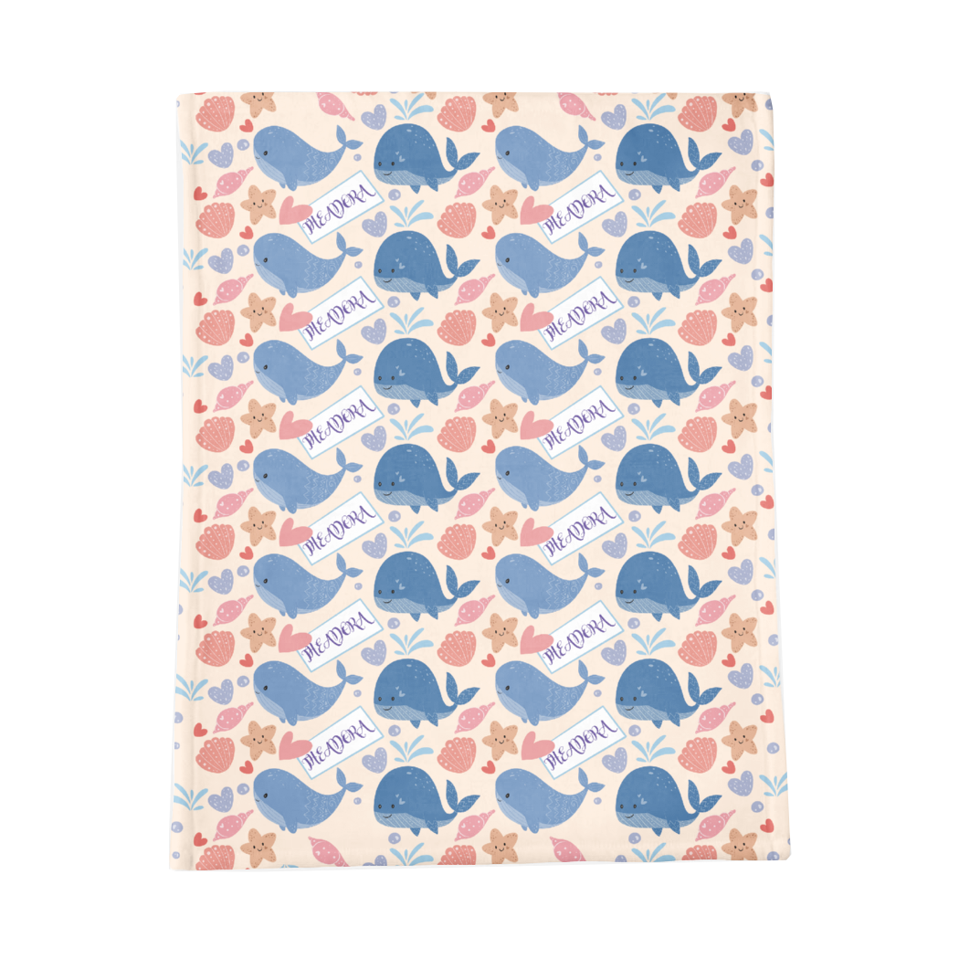 PERSONALIZED CUTE WHALE MINKY BLANKET