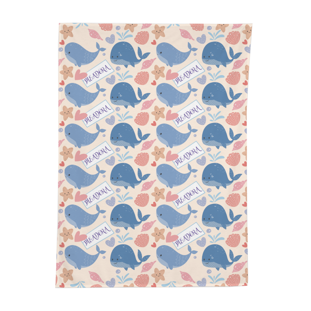 PERSONALIZED CUTE WHALE SWADDLE BLANKET