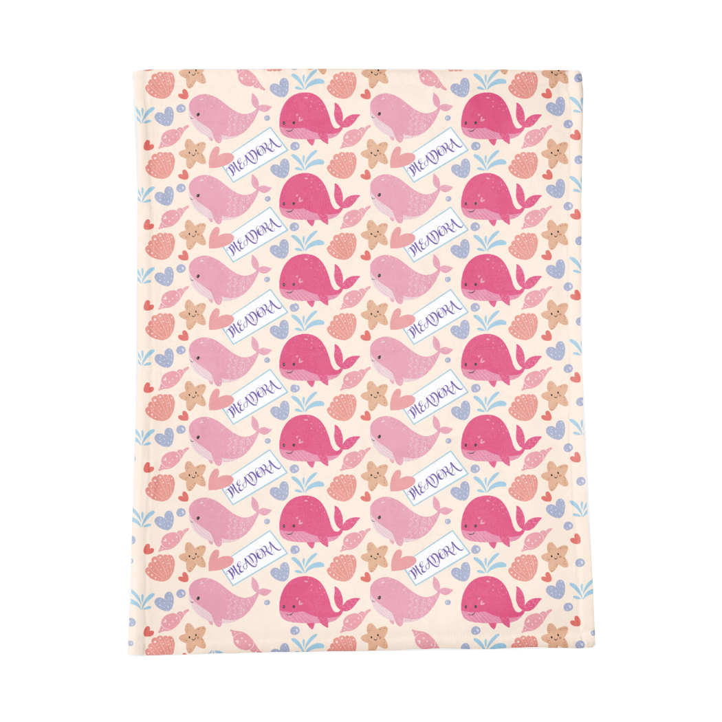 PERSONALIZED CUTE WHALE MINKY BLANKET