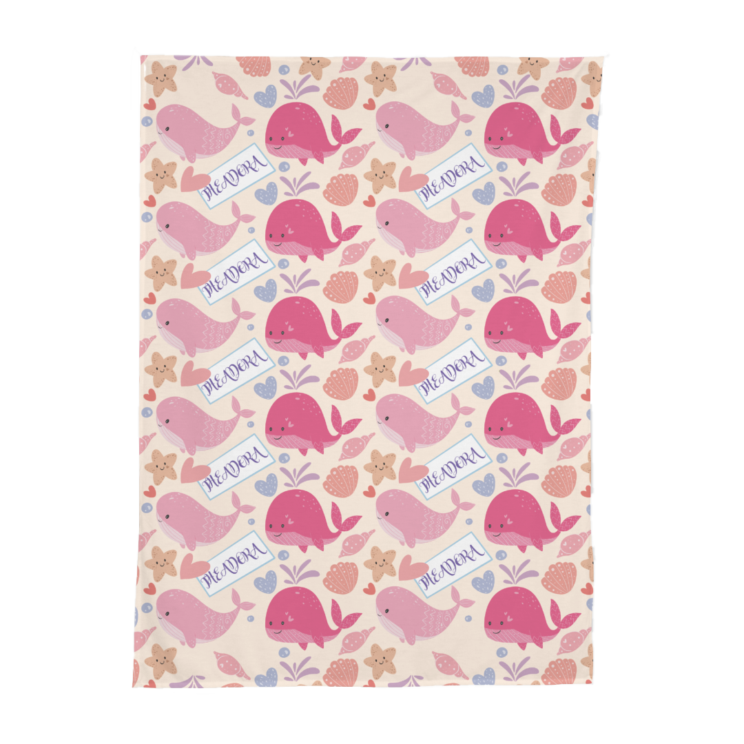 PERSONALIZED CUTE WHALE SWADDLE BLANKET