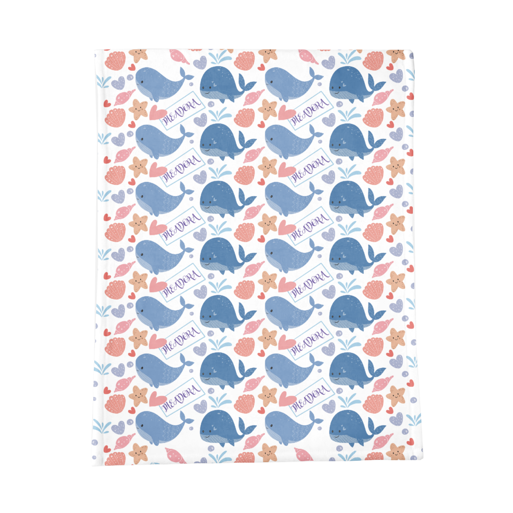 PERSONALIZED CUTE WHALE MINKY BLANKET