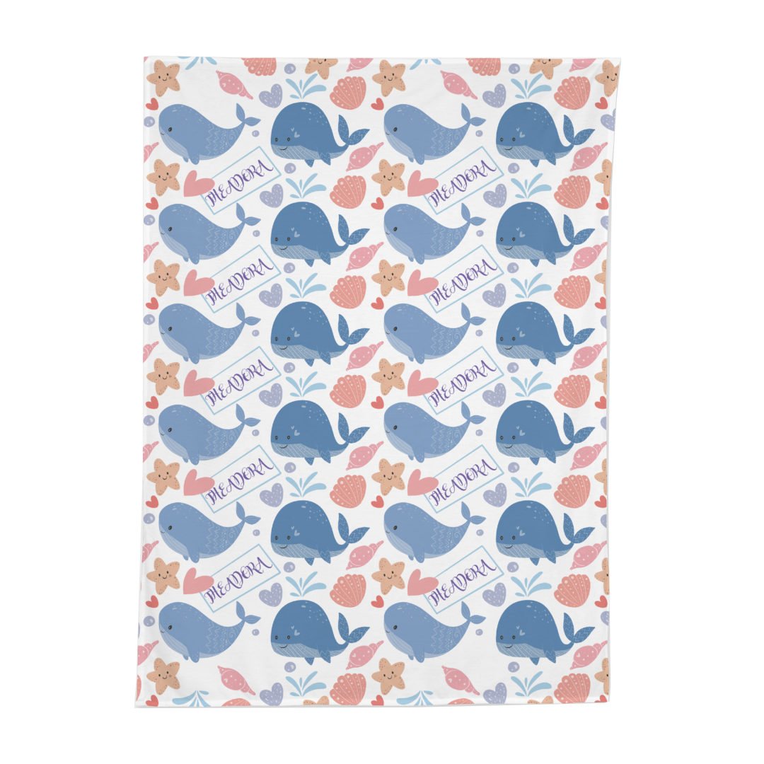 PERSONALIZED CUTE WHALE SWADDLE BLANKET