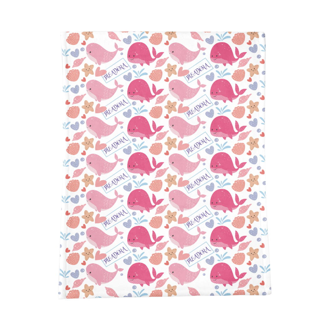 PERSONALIZED CUTE WHALE MINKY BLANKET