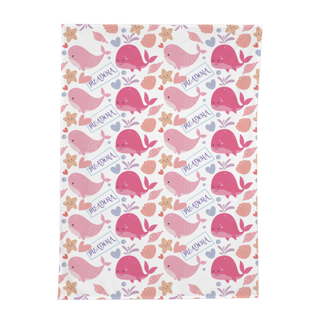 PERSONALIZED CUTE WHALE SWADDLE BLANKET