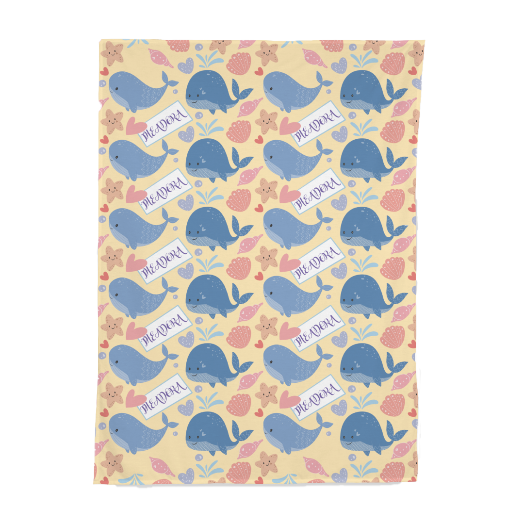 PERSONALIZED CUTE WHALE SWADDLE BLANKET