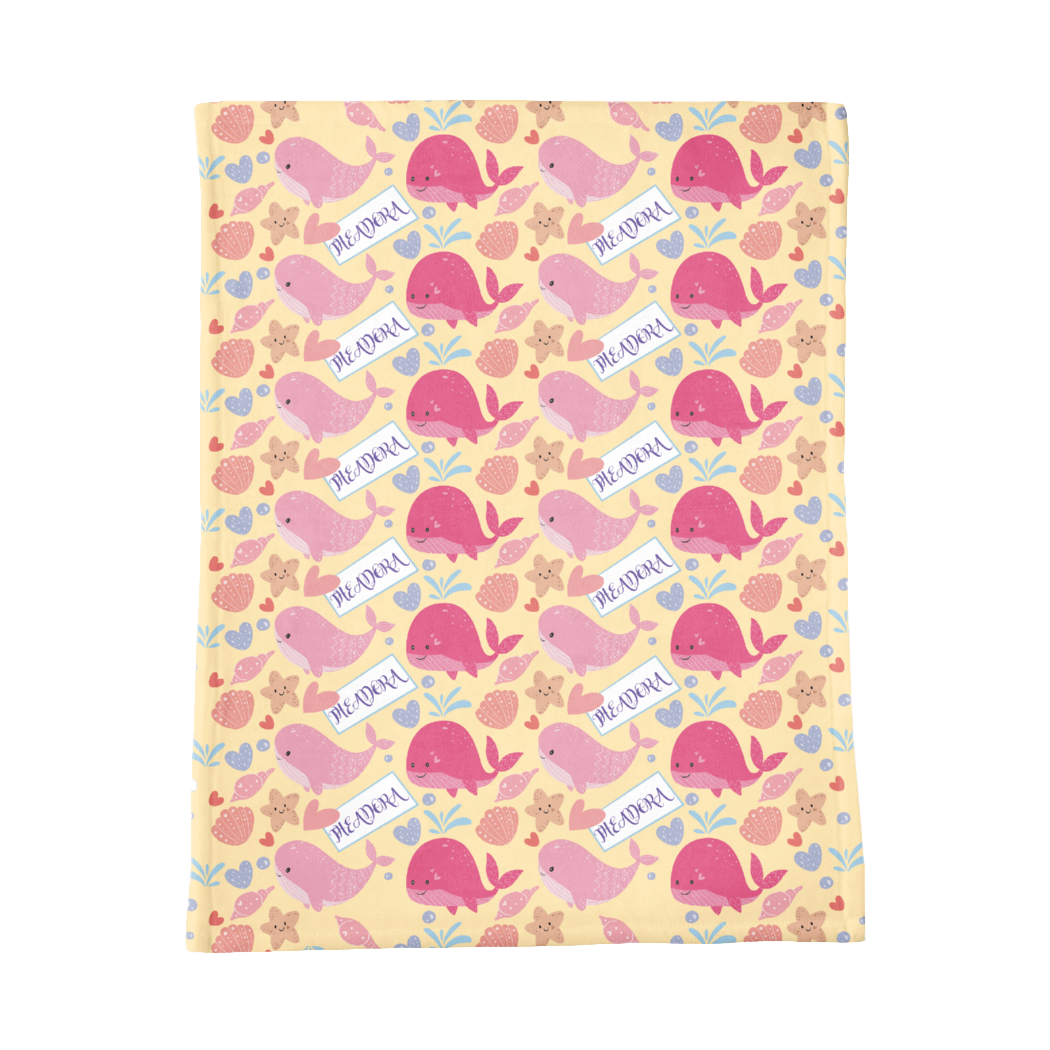 PERSONALIZED CUTE WHALE MINKY BLANKET