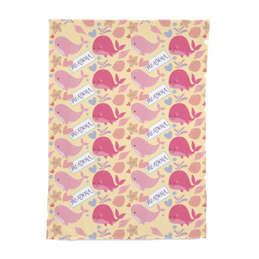 PERSONALIZED CUTE WHALE SWADDLE BLANKET