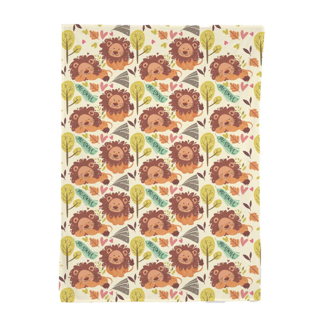 PERSONALIZED CUTE LION SWADDLE BLANKET
