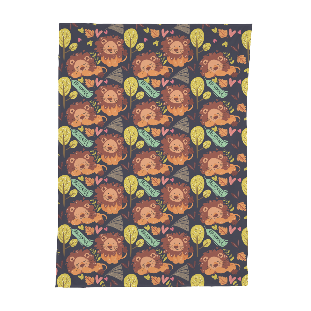 PERSONALIZED CUTE LION SWADDLE BLANKET