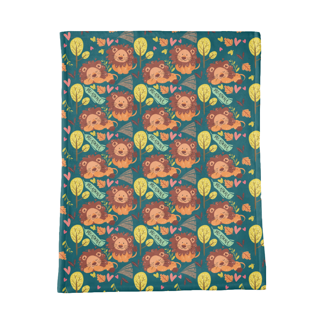 PERSONALIZED CUTE LION MINKY BLANKET
