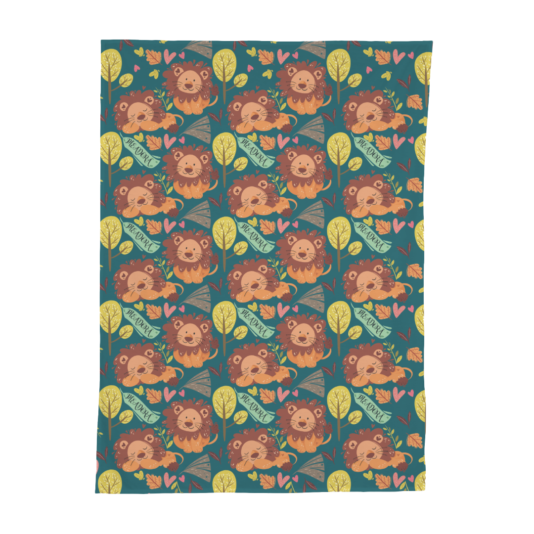 PERSONALIZED CUTE LION SWADDLE BLANKET