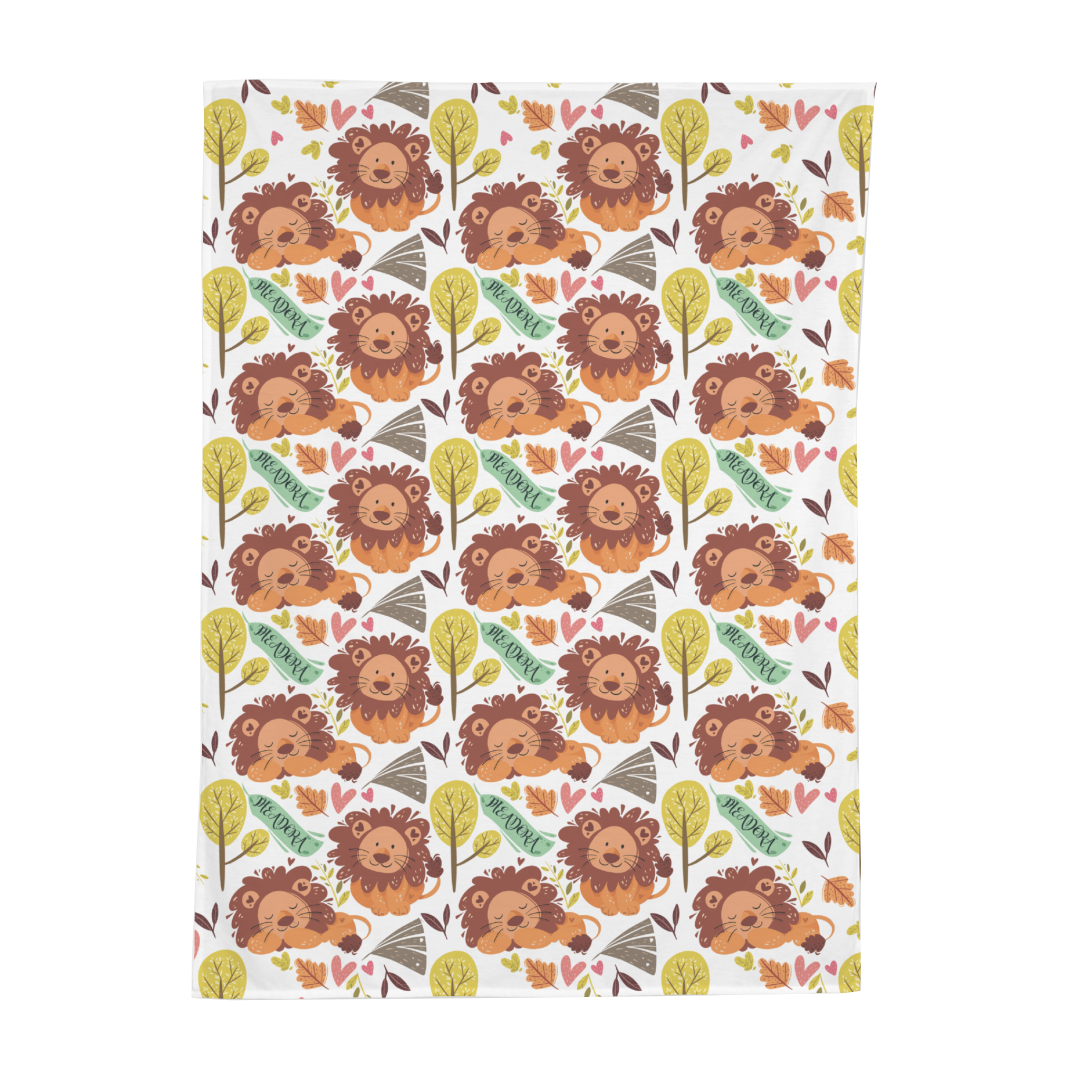 PERSONALIZED CUTE LION SWADDLE BLANKET
