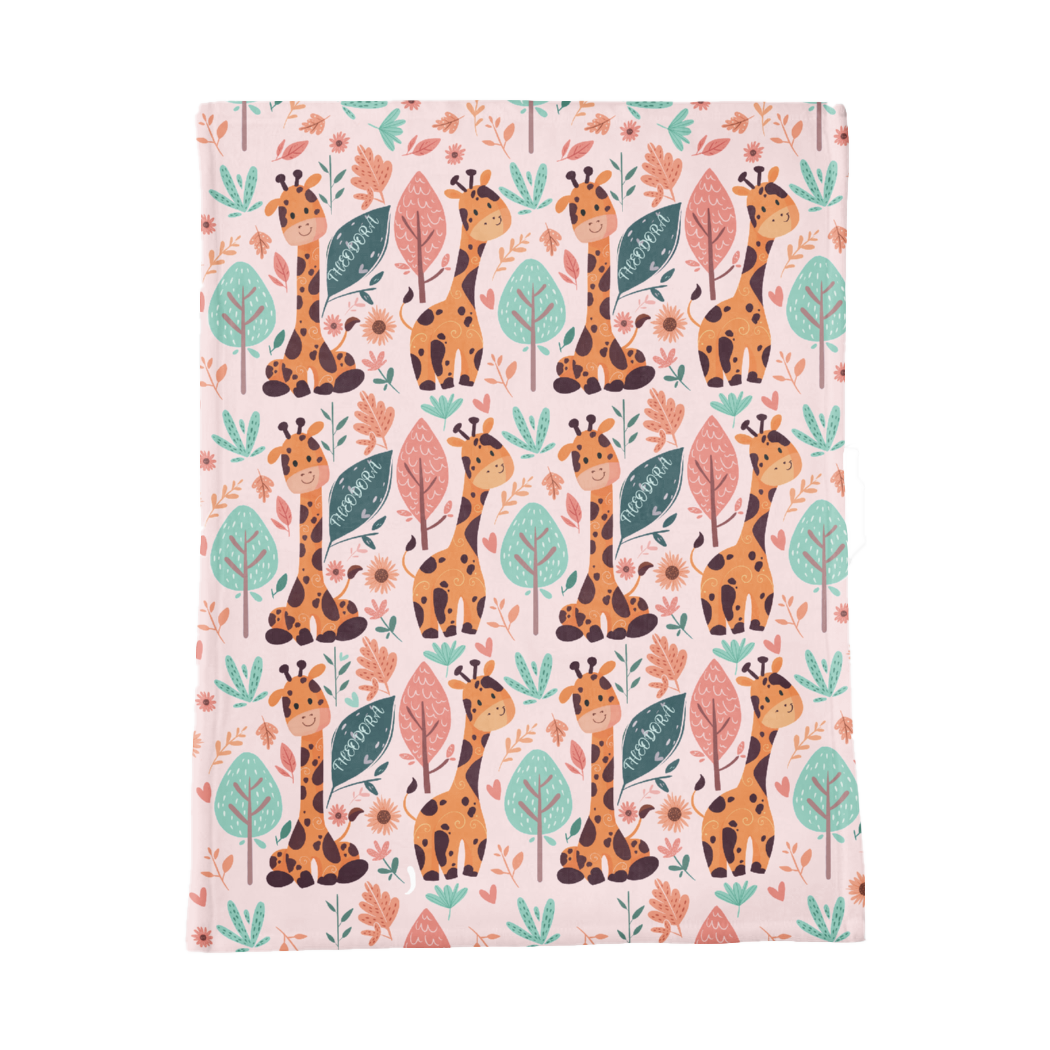PERSONALIZED CUTE GIRAFFE MINKY BLANKET