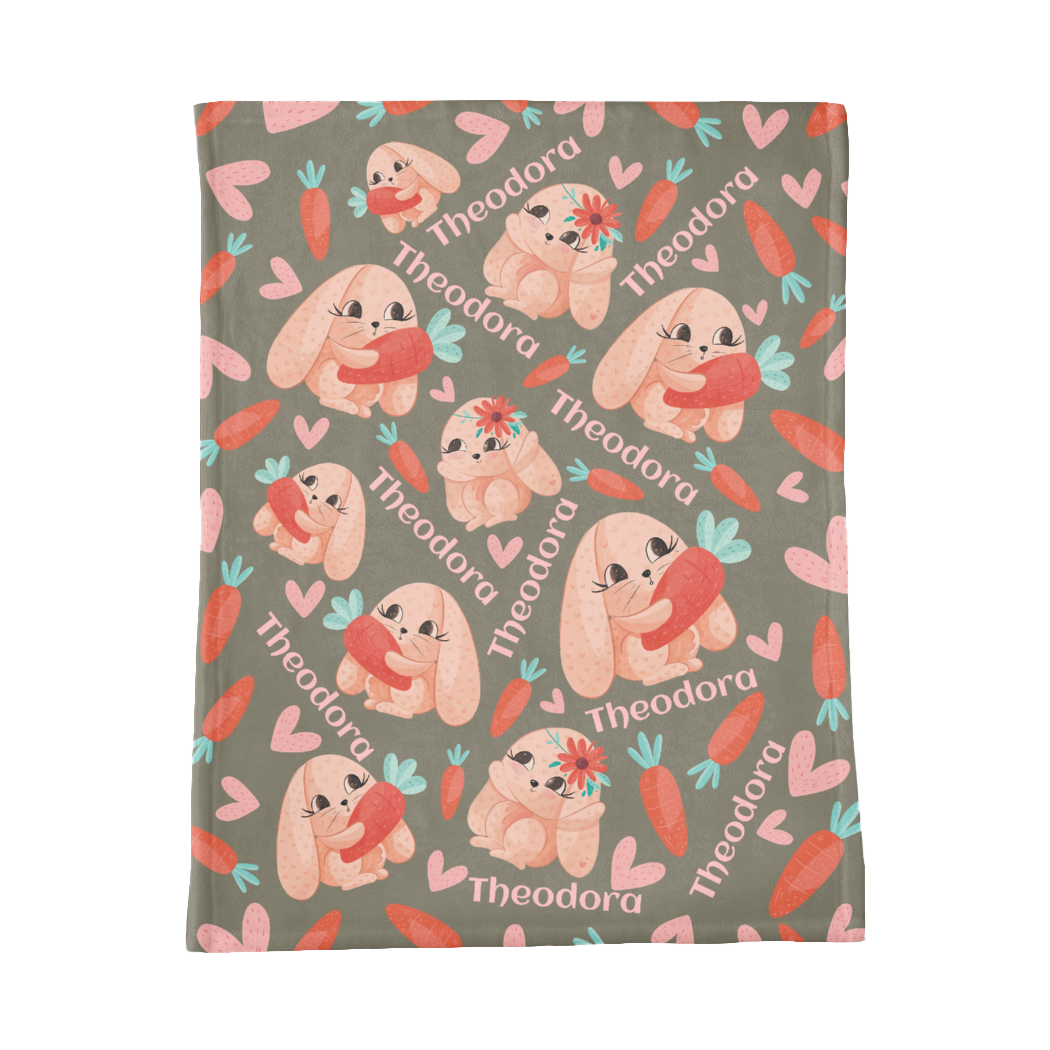 PERSONALIZED CUTE BUNNY MINKY BLANKET