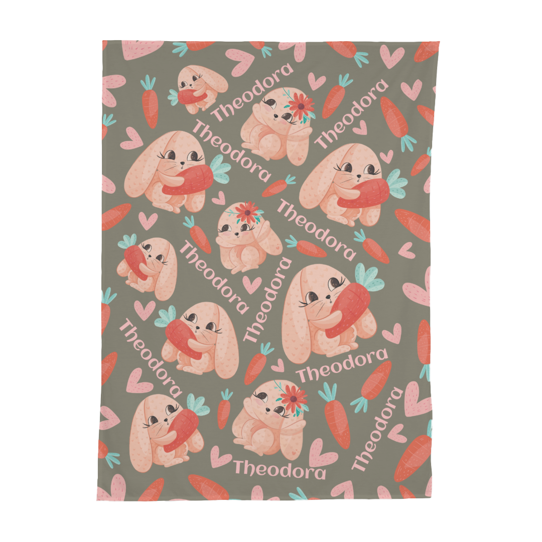 PERSONALIZED CUTE BUNNY SWADDLE BLANKET