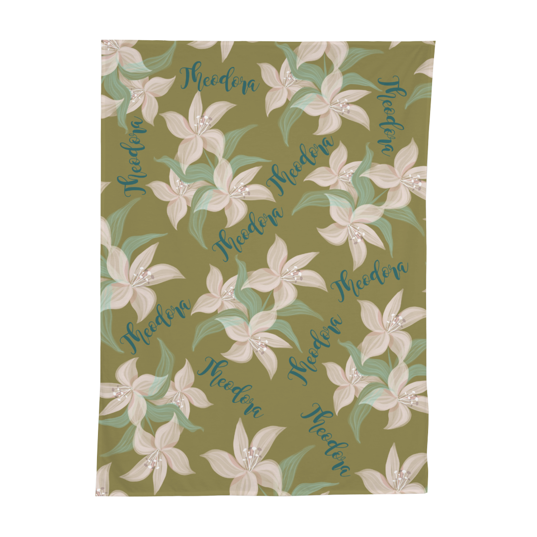 PERSONALIZED CUTE LILIES SWADDLE BLANKET