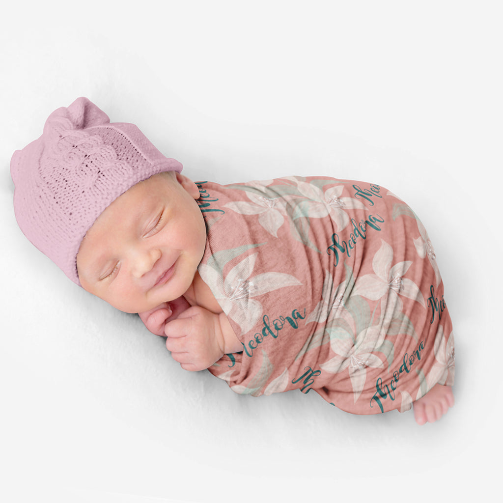 PERSONALIZED CUTE LILIES SWADDLE BLANKET