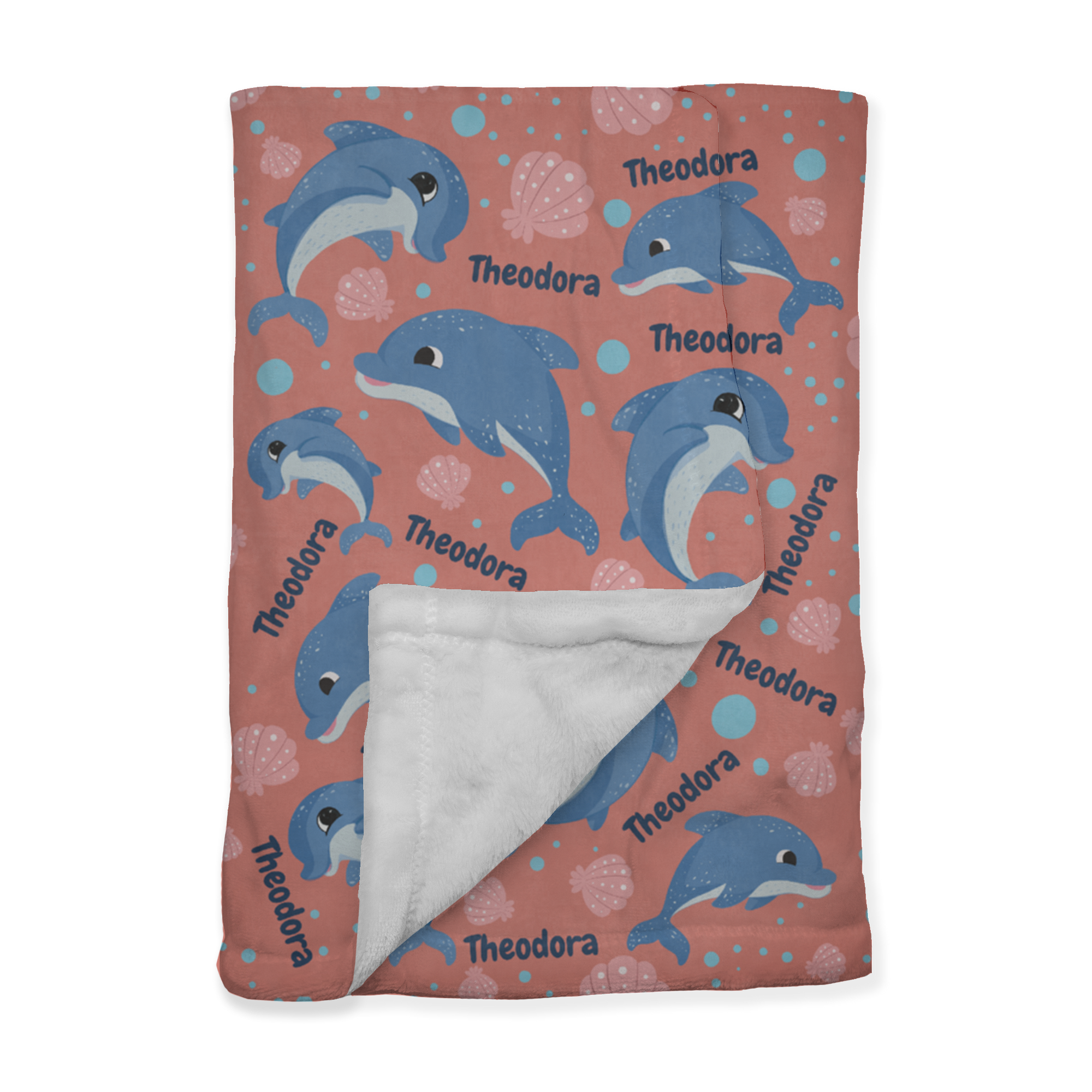 PERSONALIZED CUTE DOLPHIN MINKY BLANKET