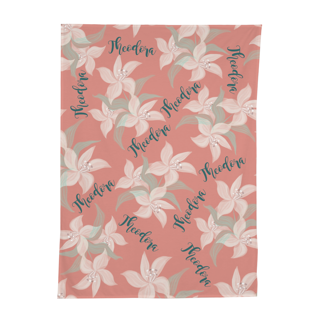 PERSONALIZED CUTE LILIES SWADDLE BLANKET